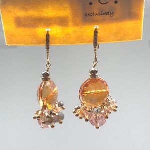 C.A.K.E EXCLUSIVE Crystal gold tone earrings NWT